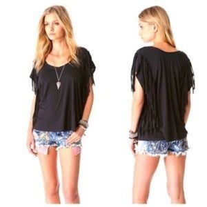 Free People Fantasy Fringe Short Sleeve T-shirt Top